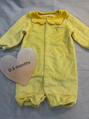 Chickee Duck - Yellow Velour Onesie Sleeper with Scalloped Collar